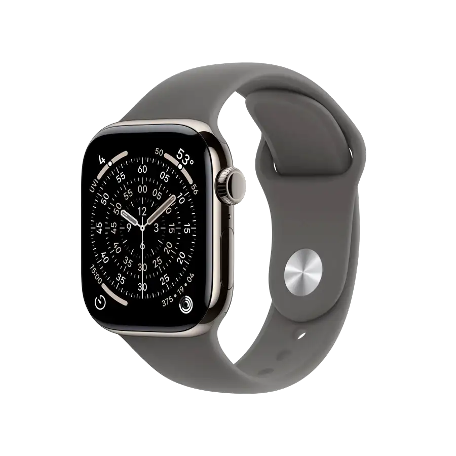 Apple Watch Series 11 GPS + Cellular,  Stone Grey Sport Band, S/M, 42mm, Natural Titanium