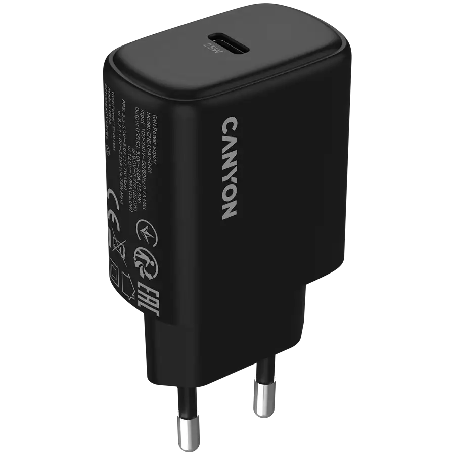 CANYON Адаптер живлення OnCharge 250 1*USB-C 1*USB Тип C, 25 Ват