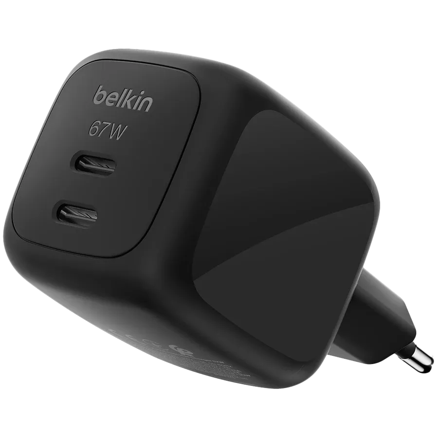 BELKIN Power Adapter Dual USB-C PD Wall Charger with PPS 2*USB-C, 67 W