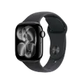 Apple Watch Series 11 GPS + Cellular,  Спортивний ремінець чорного кольору, S/M, 42mm, Jet Black Aluminium – photo 1