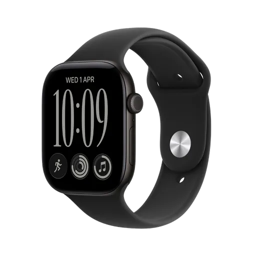Apple Watch Series 12 GPS,  Черный спортивный ремешок, M/L, 42мм, Чёрный