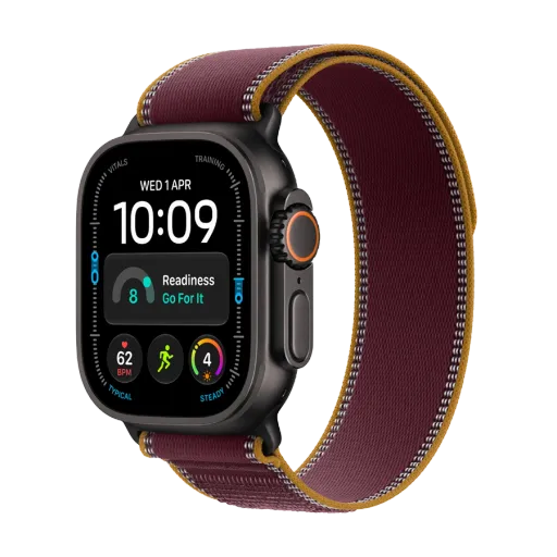 Apple Watch Ultra 4, 49мм, Ремешок с петлёй "Burgundy", S/M, Чёрный