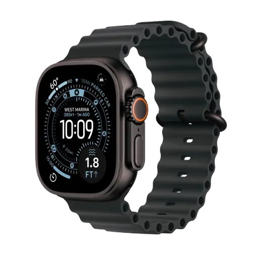 Apple Watch Ultra 3, 49mm, Ocean Band "Black", Black