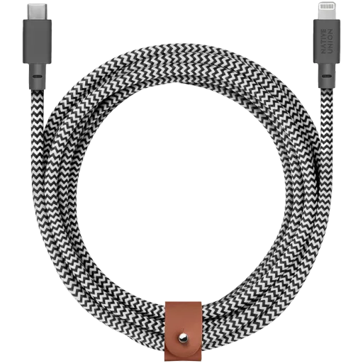 NATIVE UNION Кабель USB-C на Lightning BELT 3 TYPE C, Zebra, 3м