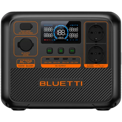 Портативна зарядна станція BLUETTI AC70P / 1000 Вт / 864 Вт⋅год / LiFePO4