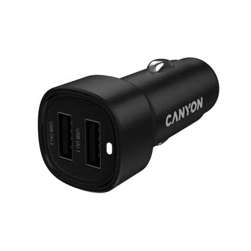 CANYON Автомобильный адаптер 2*USB Тип A, 24 Вт