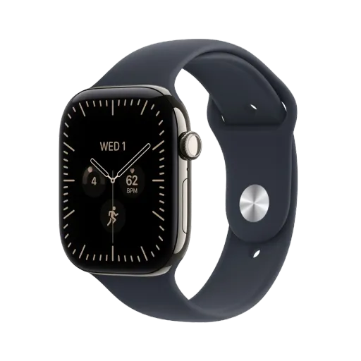 Apple Watch Series 12 GPS + Cellular, Navy Blue Sport Band, S/M, 42mm, Natural Titanium