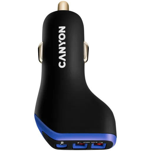 Автомобильный адаптер CANYON USB/USB-C, 18 Вт, Черный