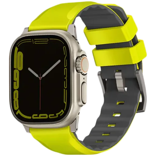 Silicone band UNIQ Linus Airosoft for Apple Watch, 42/44/45/49 mm, Lime Green