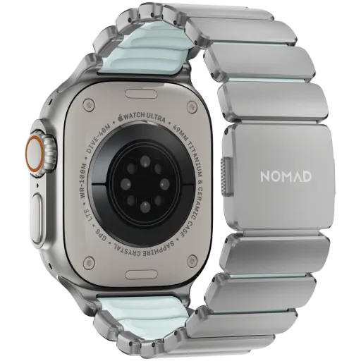 NOMAD Band Extension for Apple Watch 44/45/46/49 mm, Natural/IcyBlueGlow
