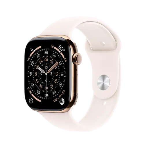Apple Watch Series 11 GPS + Cellular,  Light Blush Sport Band, S/M, 46mm, Gold Titanium