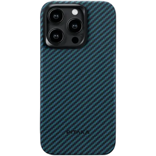 PITAKA Case MagEZ Case 4 with MagSafe Black/Blue Twill for iPhone 15 Pro