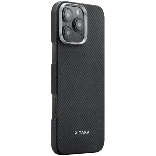 Husă PITAKA Ultra-Slim cu suport magnetic și MagSafe pentru iPhone 16 Pro, Black/Gray