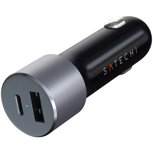 Автомобильный адаптер SATECHI USB/USB-C, 72 Вт, Серый