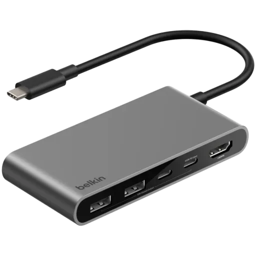 BELKIN 5-Port USB-C Hub with Dual USB-C Ports, Space Gray