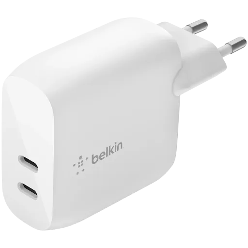 Мережевий зарядний пристрій Belkin 40Вт 2хUSB-С PD White (WCB006VFWH)