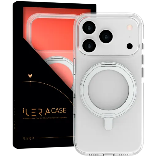 Husă iLera MagStand transparentă pentru iPhone 17 Pro Max
