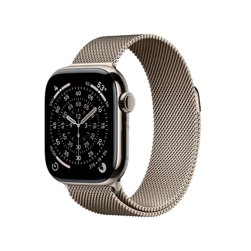Apple Watch Series 11 GPS + Cellular,  Natural Milanese Loop, 42mm, Natural Titanium