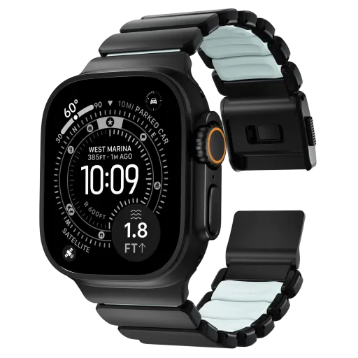 NOMAD for Apple Watch 44/45/46/49 mm, Black/Icy Blue Glow