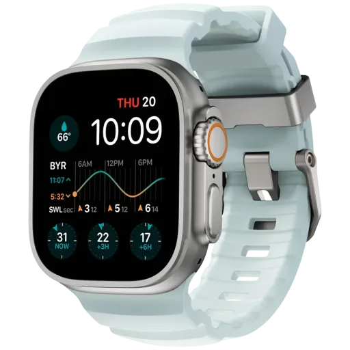 Ремешок Nomad Rocky Point Band Natural Titanium Hardware 46mm/49mm - Icy Blue Glow