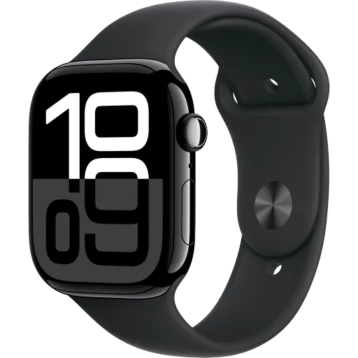 Apple Watch Series 10 GPS, Қара спорттық белдік, S/M, 42мм, Jet Black