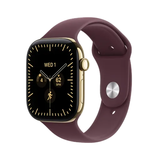 Apple Watch Series 12 GPS + Cellular,  Burgundy Sport Band, M/L, 42mm, Radiant Gold