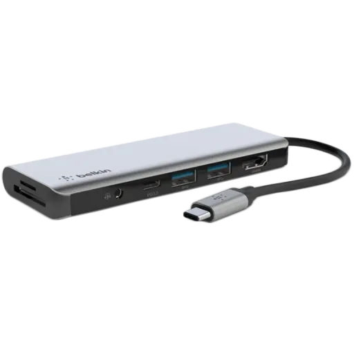BELKIN USB-C 7-in-1 Multiport Hub Adapter, Space Gray
