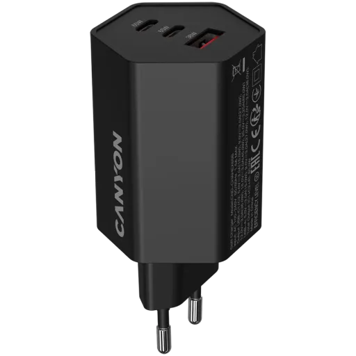 CANYON Адаптер питания Hexagon 65 3*USB/USB-C 2*USB Тип C, USB Тип A, 65 Вт
