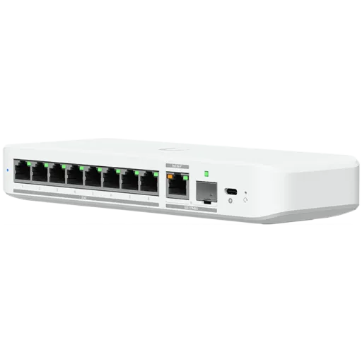 Switch Ubiquiti UniFi Flex 2.5G, 8 porturi, PoE, White