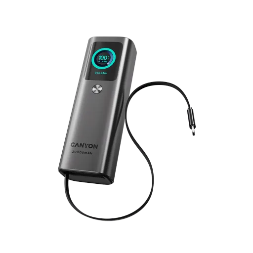 Портативное зарядное устройство CANYON OnPower 265, 20000 мА·ч, Тёмно-серый