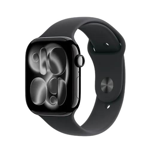 Apple Watch Series 11 GPS,  Черный спортивный ремешок, M/L, 46мм, Jet Black Aluminium