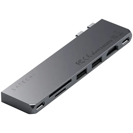 Многопортовый адаптер SATECHI USB-C Pro Slim, Серый космос
