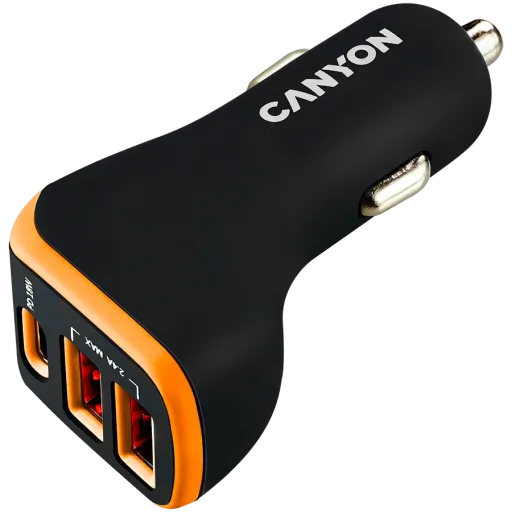 CANYON Автомобильный адаптер C-08 3*USB/USB-C, 18 Вт