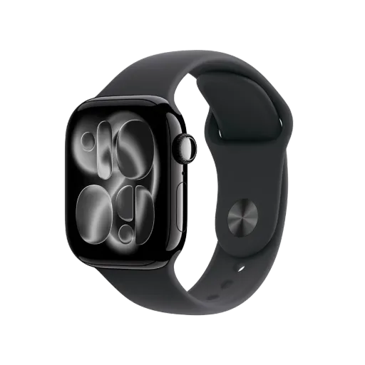 Apple Watch Series 11 GPS,  Черный спортивный ремешок, S/M, 42мм, Jet Black Aluminium