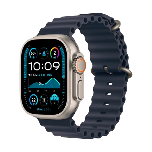 Apple Watch Ultra 2, 49mm, 2024, Ocean Band "Navy", Natural Titanium