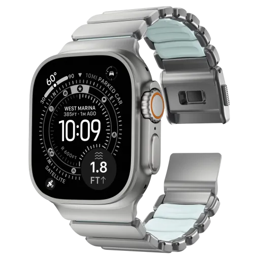 NOMAD for Apple Watch 44/45/46/49 mm, Natural/IcyBlueGlow