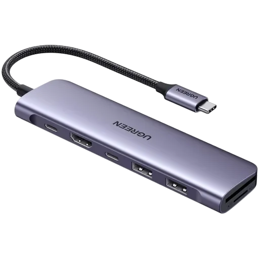 Docking Station UGREEN USB-C To HDMI+2*USB 3.0 A+ USB-C+SD/TF+PD Մոխրագույն