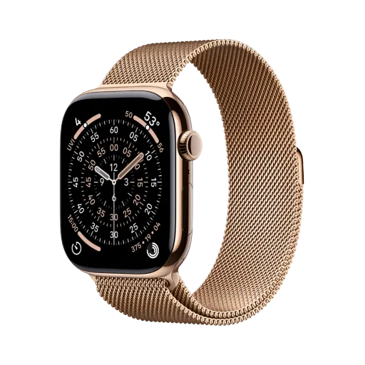 Apple Watch Series 11 GPS + Cellular,  Gold Milanese Loop, M/L, 46mm, Gold Titanium