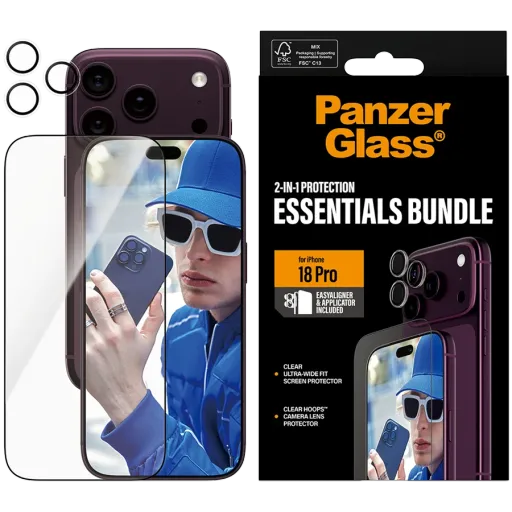 PANZERGLASS Պաշտպանիչ ապակի  for iPhone 18 Pro2-in-1 Essentials Bundle