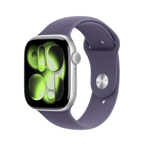 Apple Watch Series 11 GPS,  Purple Fog Sport Band, M/L, 46мм, Silver Aluminium