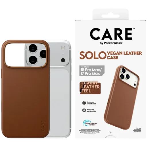 Чехол PANZERGLASS Solo из экокожи с MagSafe для iPhone 17 Pro Max/18 Pro Max, Коричневый