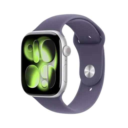 Apple Watch Series 11 GPS + Cellular,  Purple Fog Sport Band, M/L, 46mm, Silver Aluminium