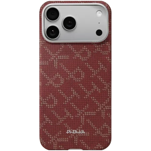Чехол PITAKA Ultra-Slim с MagSafe для iPhone 17 Pro, Красный/Золотой