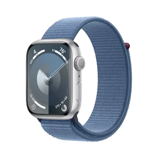 Apple Watch Series 9 GPS,  Winter Blue Sport Loop, 45мм, Серебристый