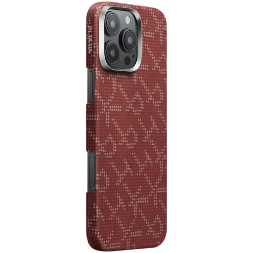 PITAKA Case Tactile Woven Monogram  Red/Gold for iPhone 16 Pro Max