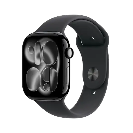 Apple Watch Series 11 GPS + Cellular,  Спортивний ремінець чорного кольору, S/M, 46mm, Jet Black Aluminium