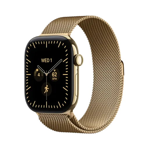 Apple Watch Series 12 GPS + Cellular,  Миланский сетчатый браслет, 42мм, Radiant Gold