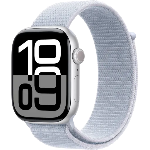 Apple Watch Series 10 GPS, Blue Cloud Sport Loop, 46мм, Күміс