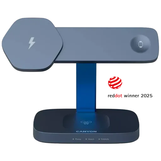 CANYON WCS-310 Wireless Charger to USB Type C (1.2m), 15 W, Dark Grey/Blue