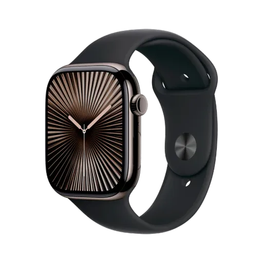 Apple Watch Series 10 GPS + Cellular Спортивний ремінець чорного кольору, M/L, 46mm, Slate